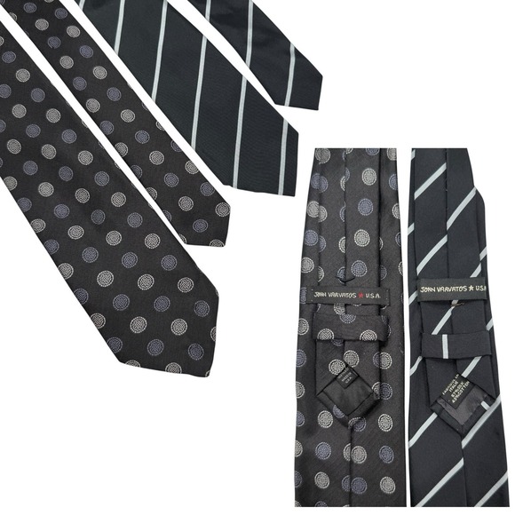 John Varvatos Other - John Varvatos Mens Ties Silk Black Stripes & Geometric Made In USA & Italy